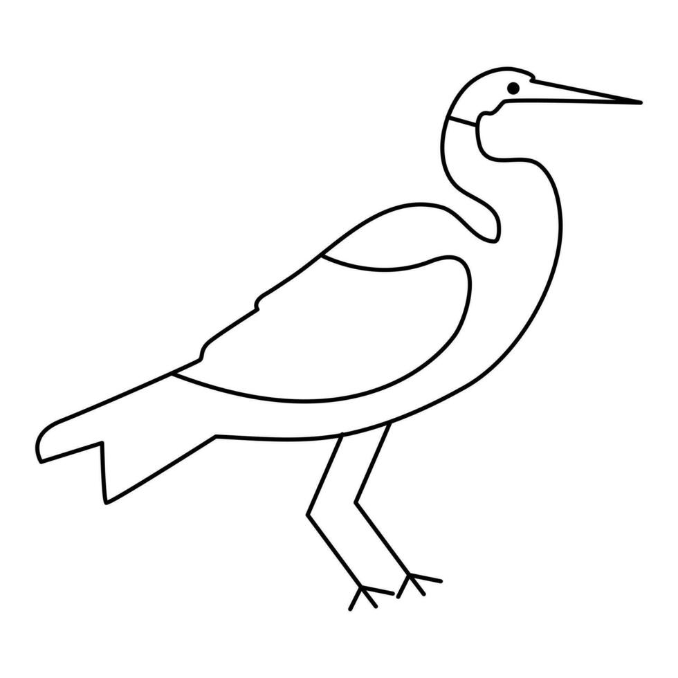 Continuous one line drawing of heron bird  vector illustration