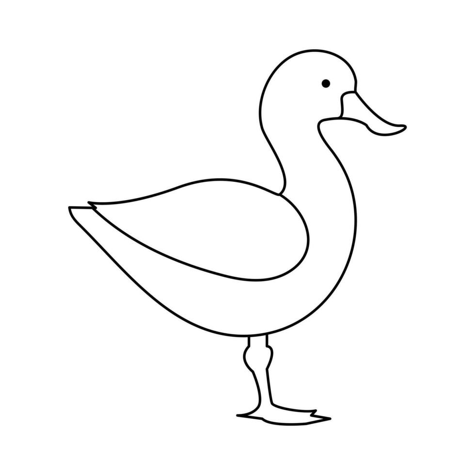continuous single line drawing of duck water bird vector art illustration