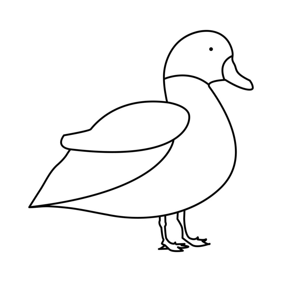 continuous single line drawing of duck water bird vector art illustration