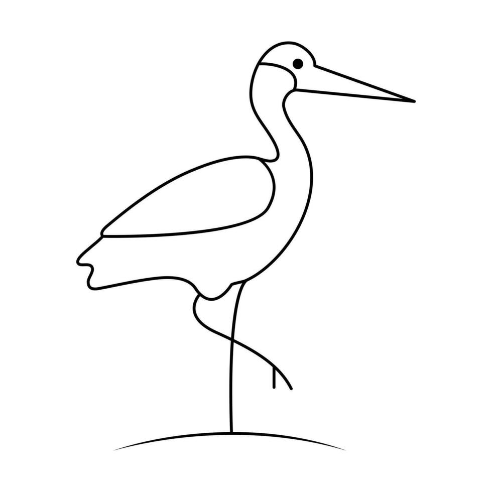 Continuous one line drawing of heron bird  vector illustration