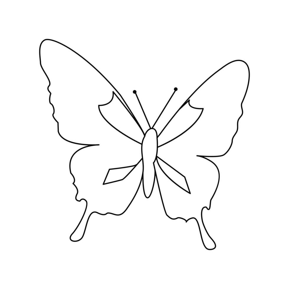 continuo uno línea dibujo de mariposa pájaro vector ilustración diseño