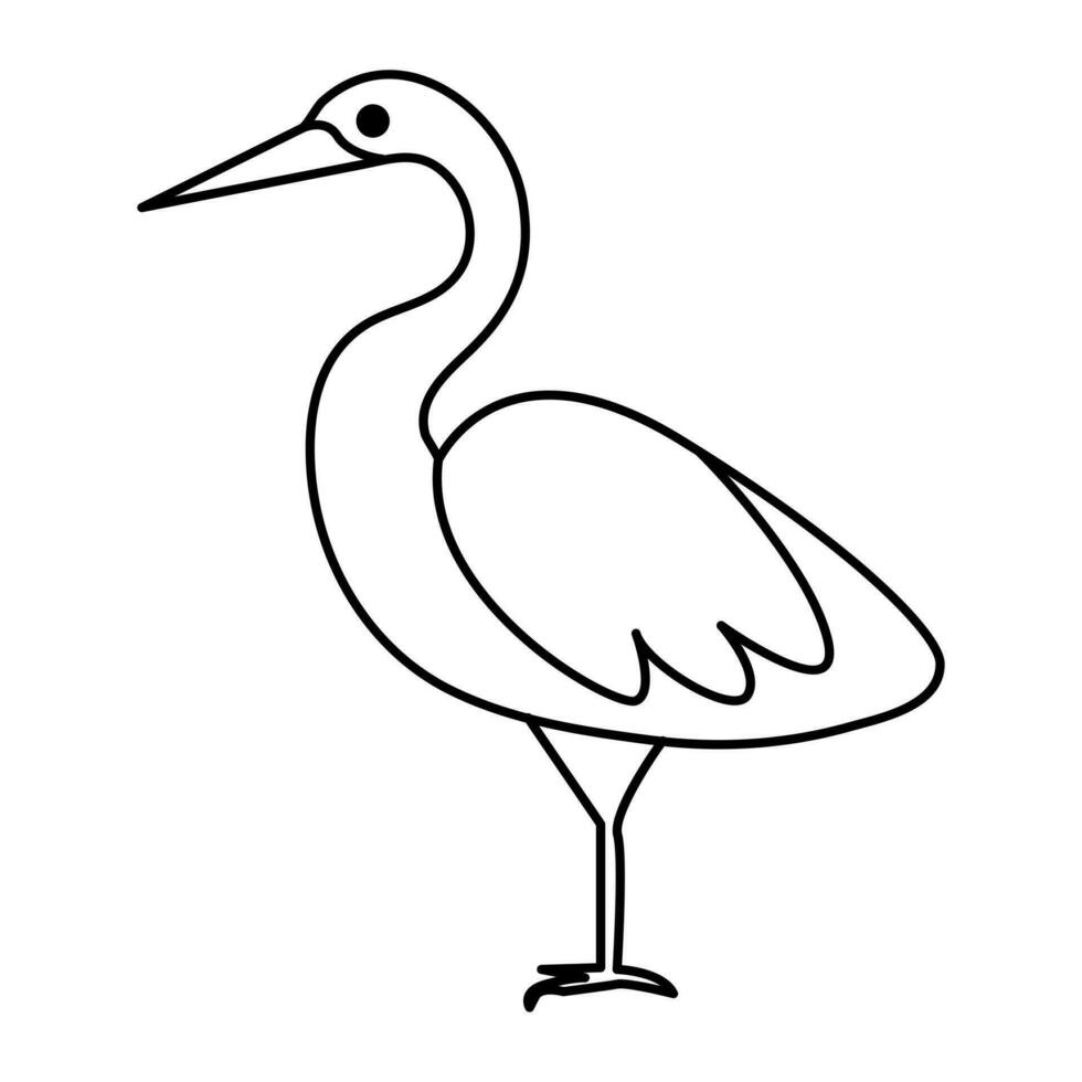 Continuous one line drawing of heron bird  vector illustration