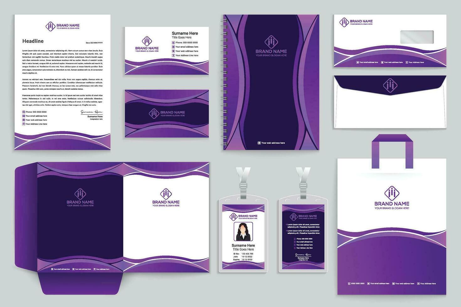 Professional stationery mockup template design vector