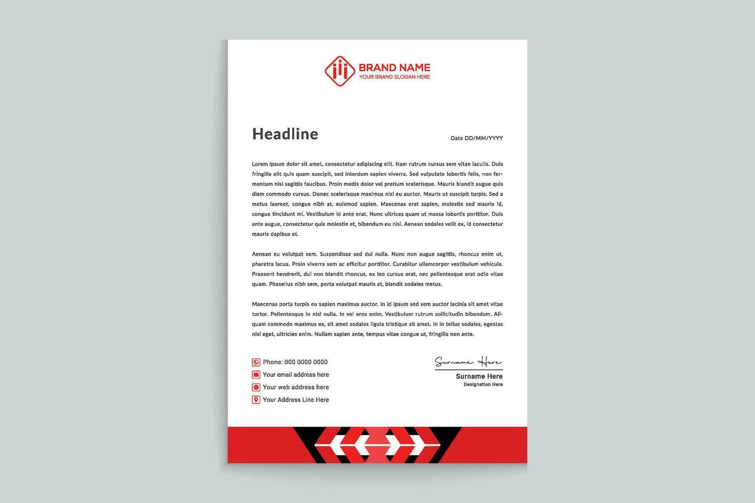 Red  color letterhead design vector