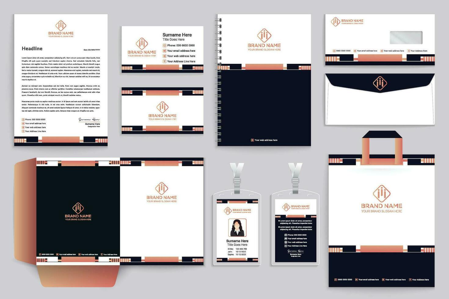 Professional stationery mockup template design vector