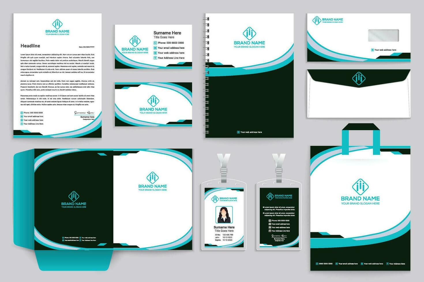 Corporate stationery template design template vector
