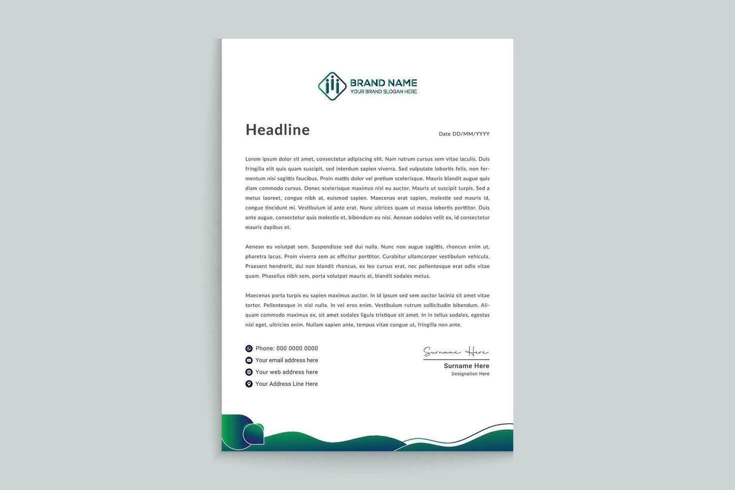 Corporate   green color letterhead design vector