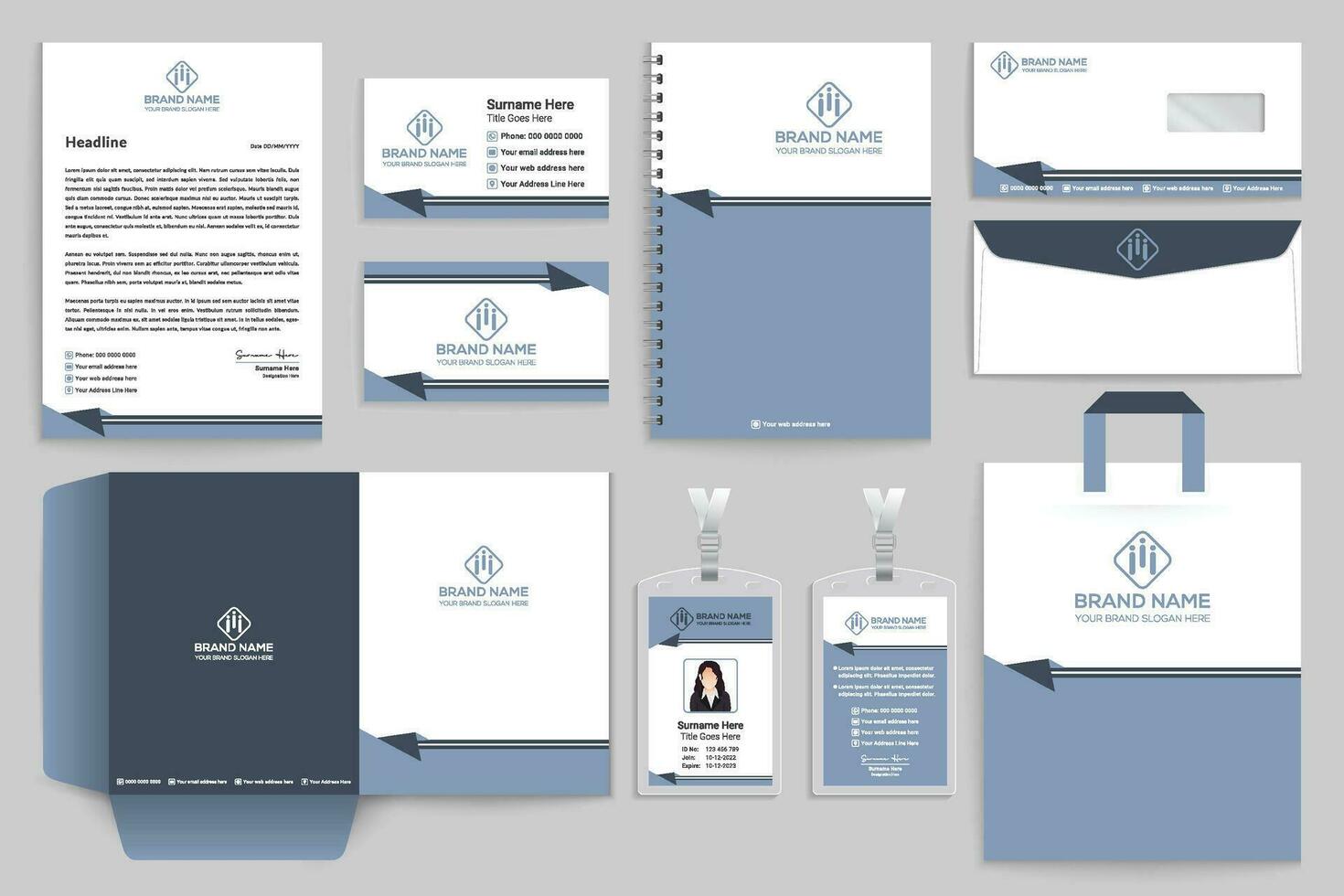 Clean professional stationery template vector