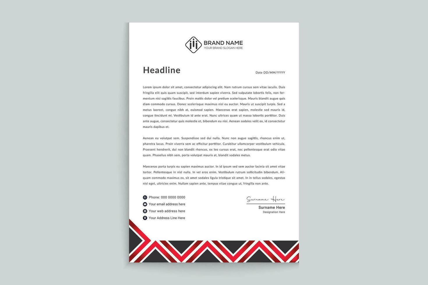 Red and black color letterhead design vector