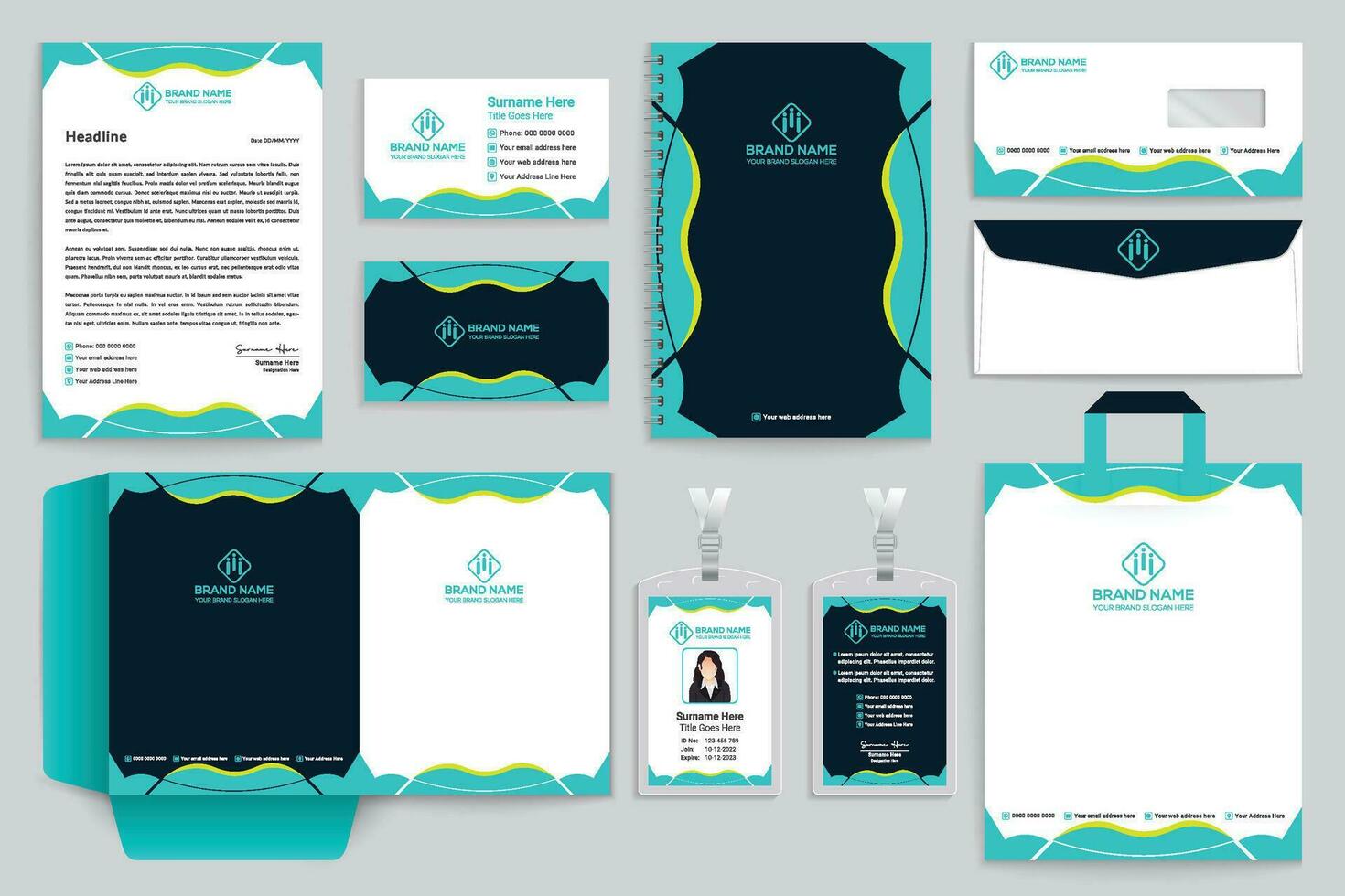 Professional stationery mockup template design vector