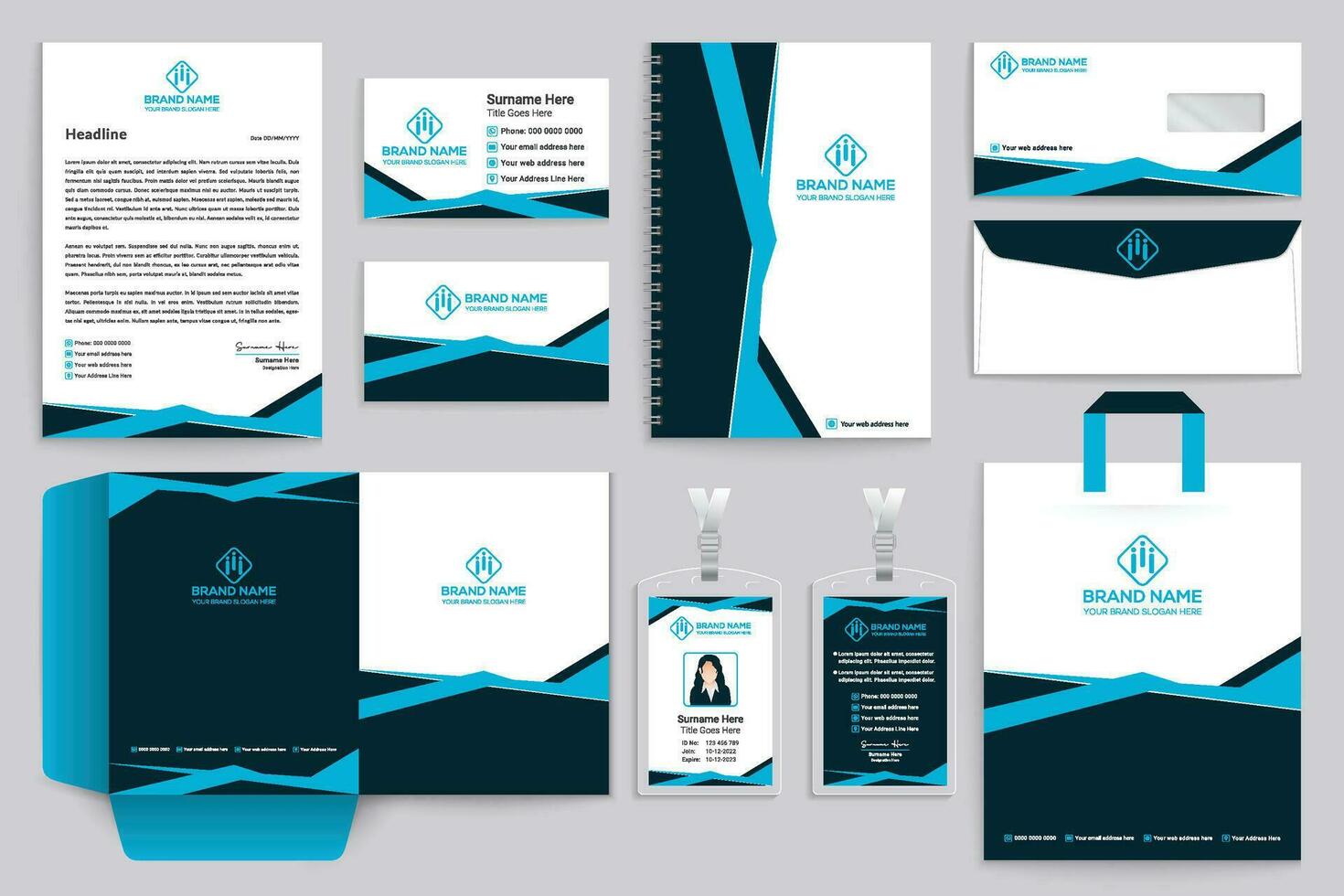 Corporate stationery template design template vector