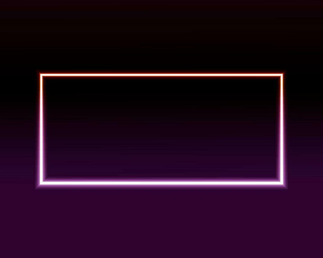 Neon light in the shape of a rectangle. Vector illustration.