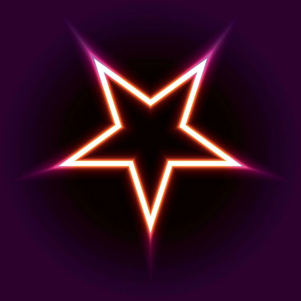 Neon lamp, purple neon star, glowing star, pink neon vector illustration.