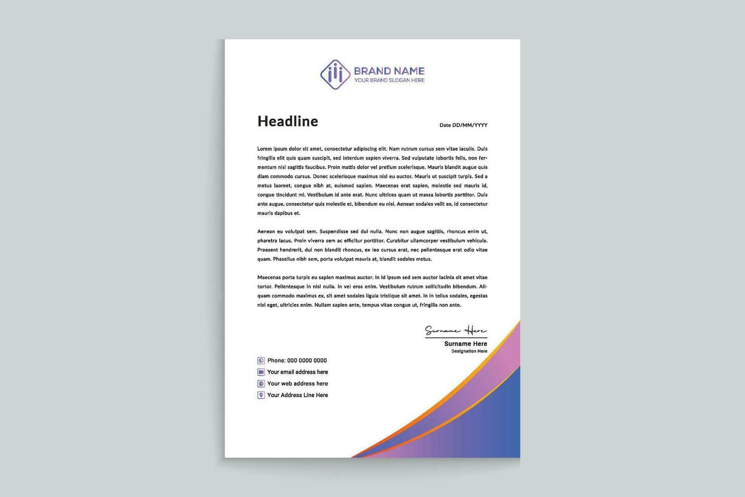 Modern professional letterhead design vector