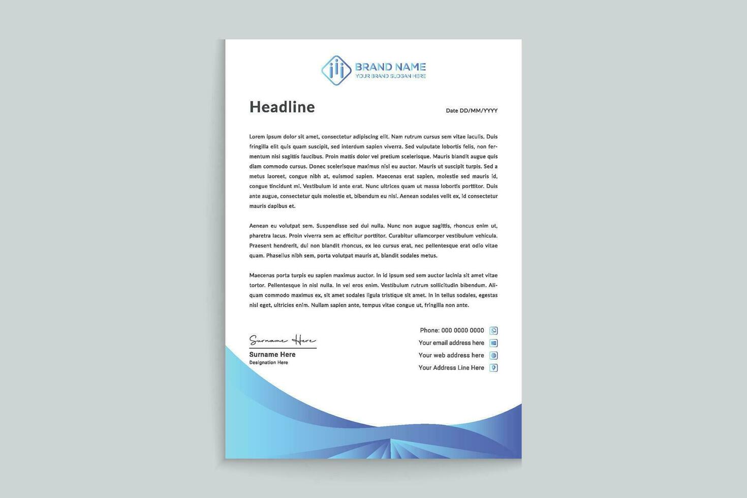 Blue elegant corporate letterhead design vector