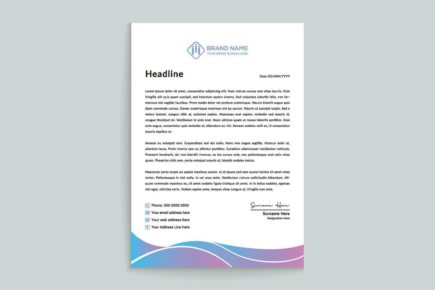 Simple letterhead template vector