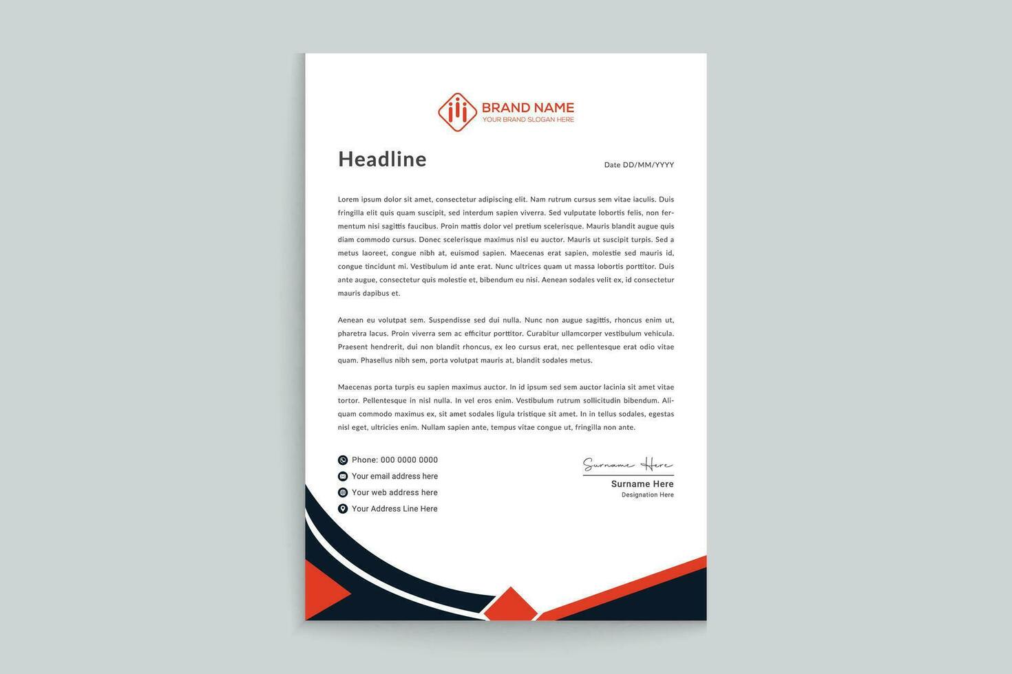 Red and black color letterhead design vector