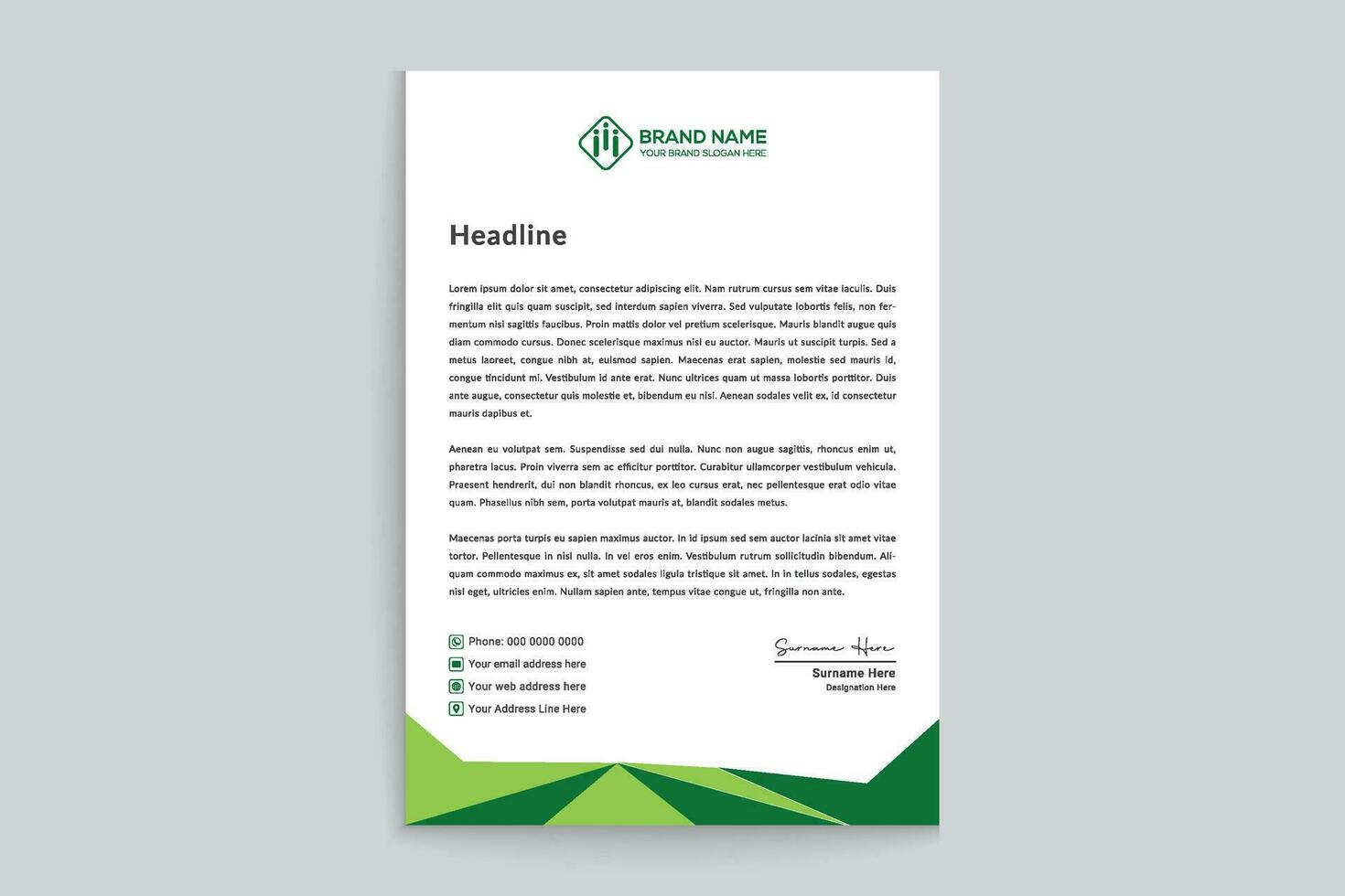 Corporate   green color letterhead design vector