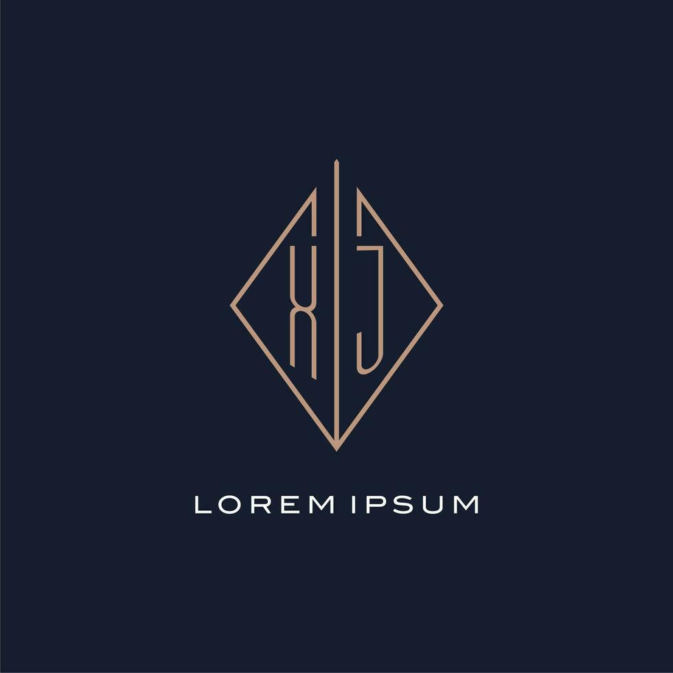 Monogram XJ logo with diamond rhombus style, Luxury modern logo design vector