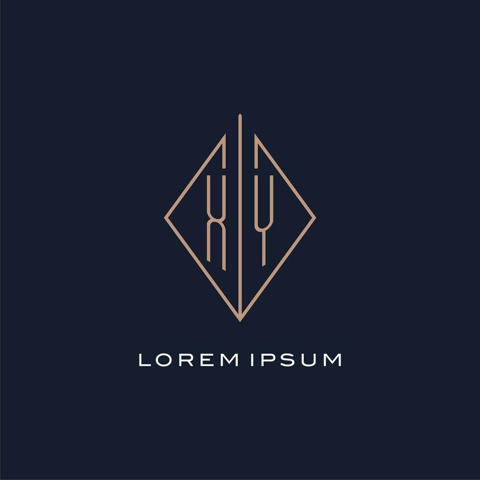 Monogram XY logo with diamond rhombus style, Luxury modern logo design vector