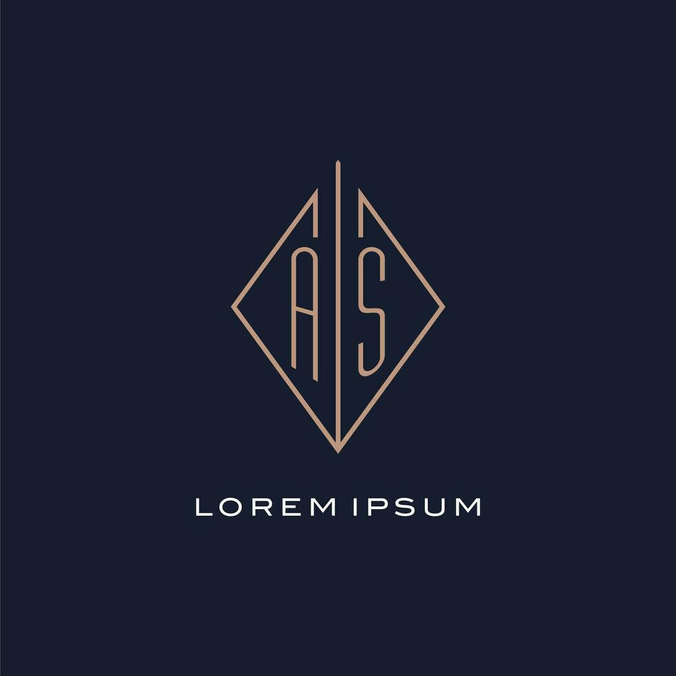 Monogram AS logo with diamond rhombus style, Luxury modern logo design vector