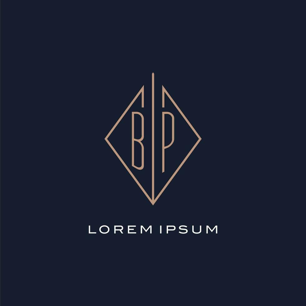 Monogram BP logo with diamond rhombus style, Luxury modern logo design vector