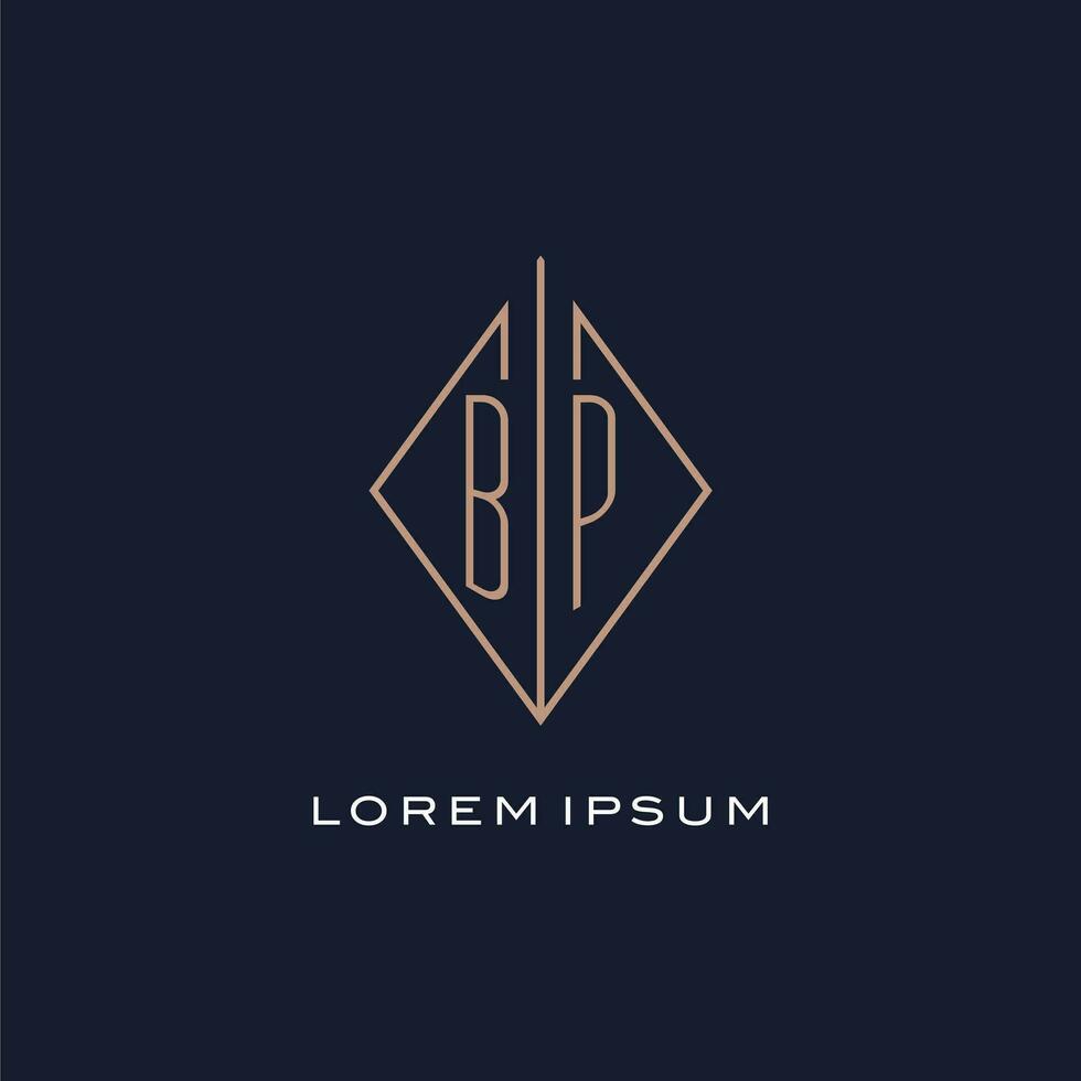 Monogram BP logo with diamond rhombus style, Luxury modern logo design vector