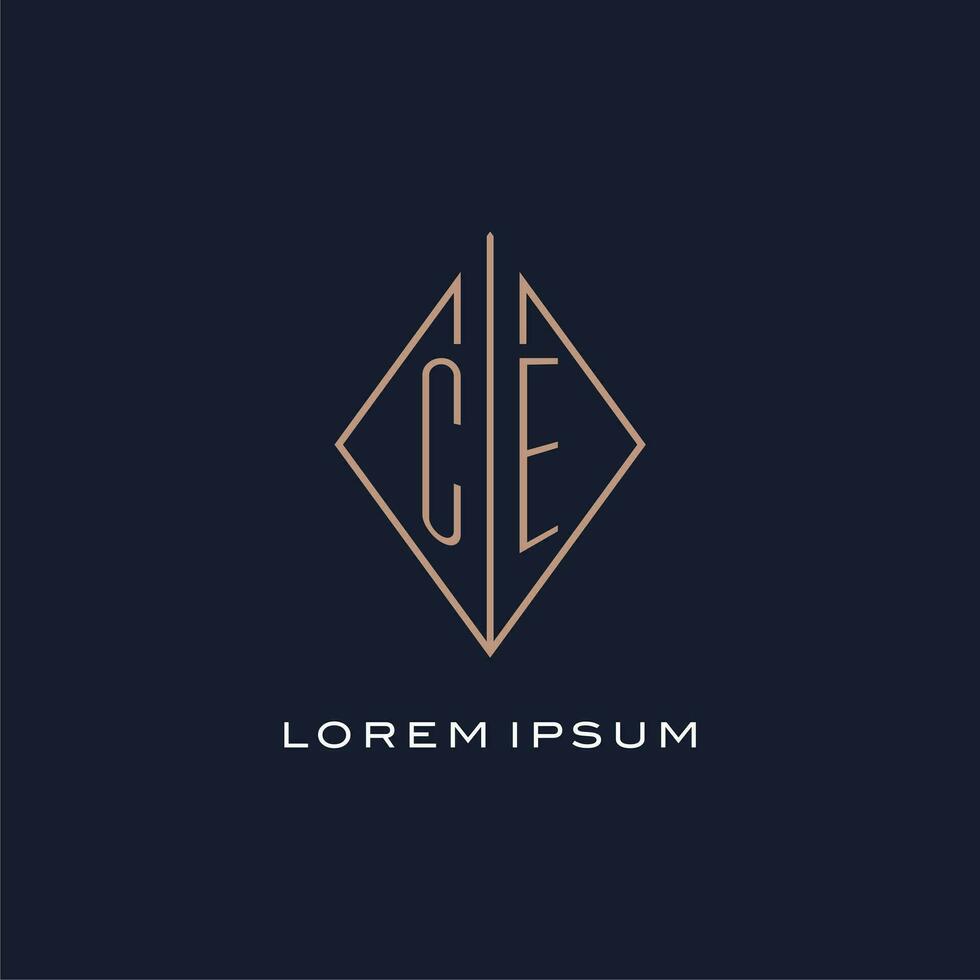 Monogram CE logo with diamond rhombus style, Luxury modern logo design vector
