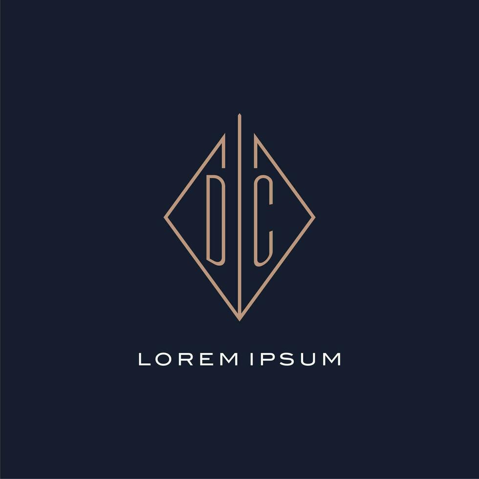Monogram DC logo with diamond rhombus style, Luxury modern logo design vector