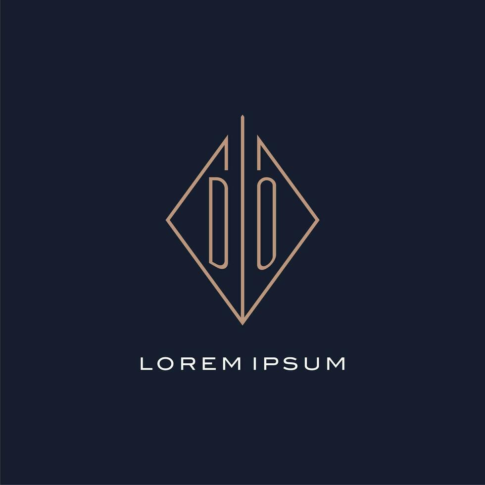 Monogram DO logo with diamond rhombus style, Luxury modern logo design vector