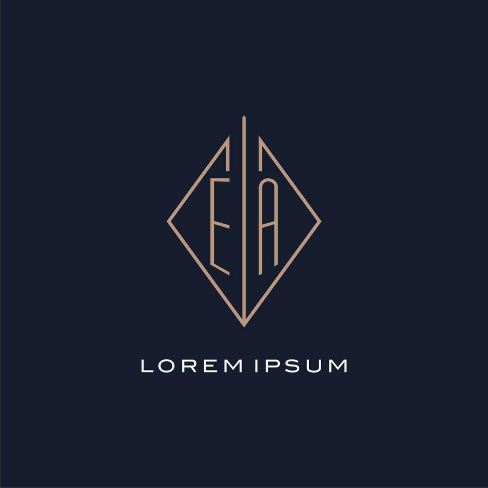 Monogram EA logo with diamond rhombus style, Luxury modern logo design vector