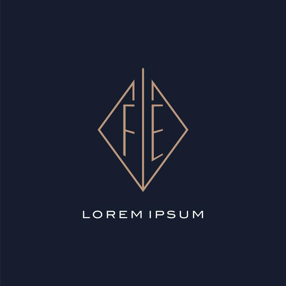 Monogram FE logo with diamond rhombus style, Luxury modern logo design vector