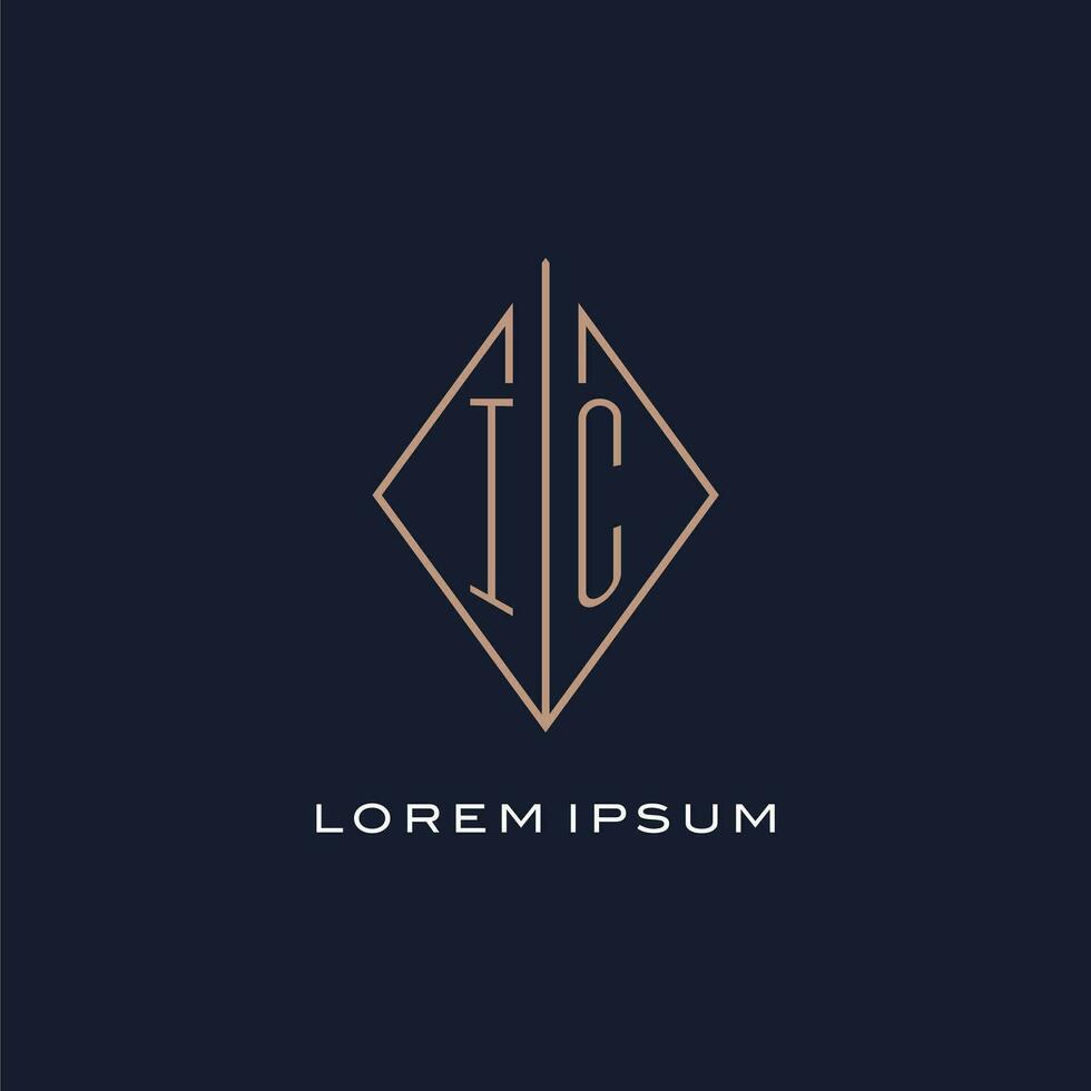 Monogram IC logo with diamond rhombus style, Luxury modern logo design vector