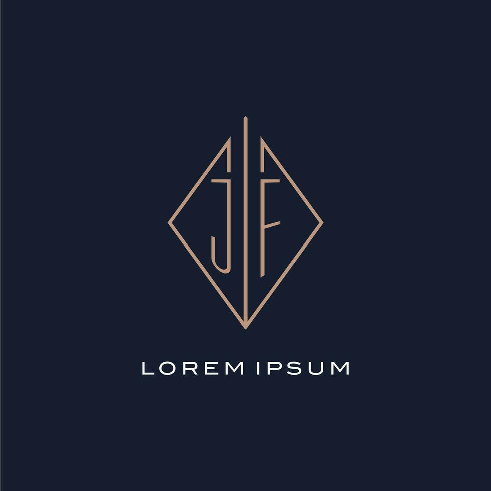monograma jf logo con diamante rombo estilo, lujo moderno logo diseño vector