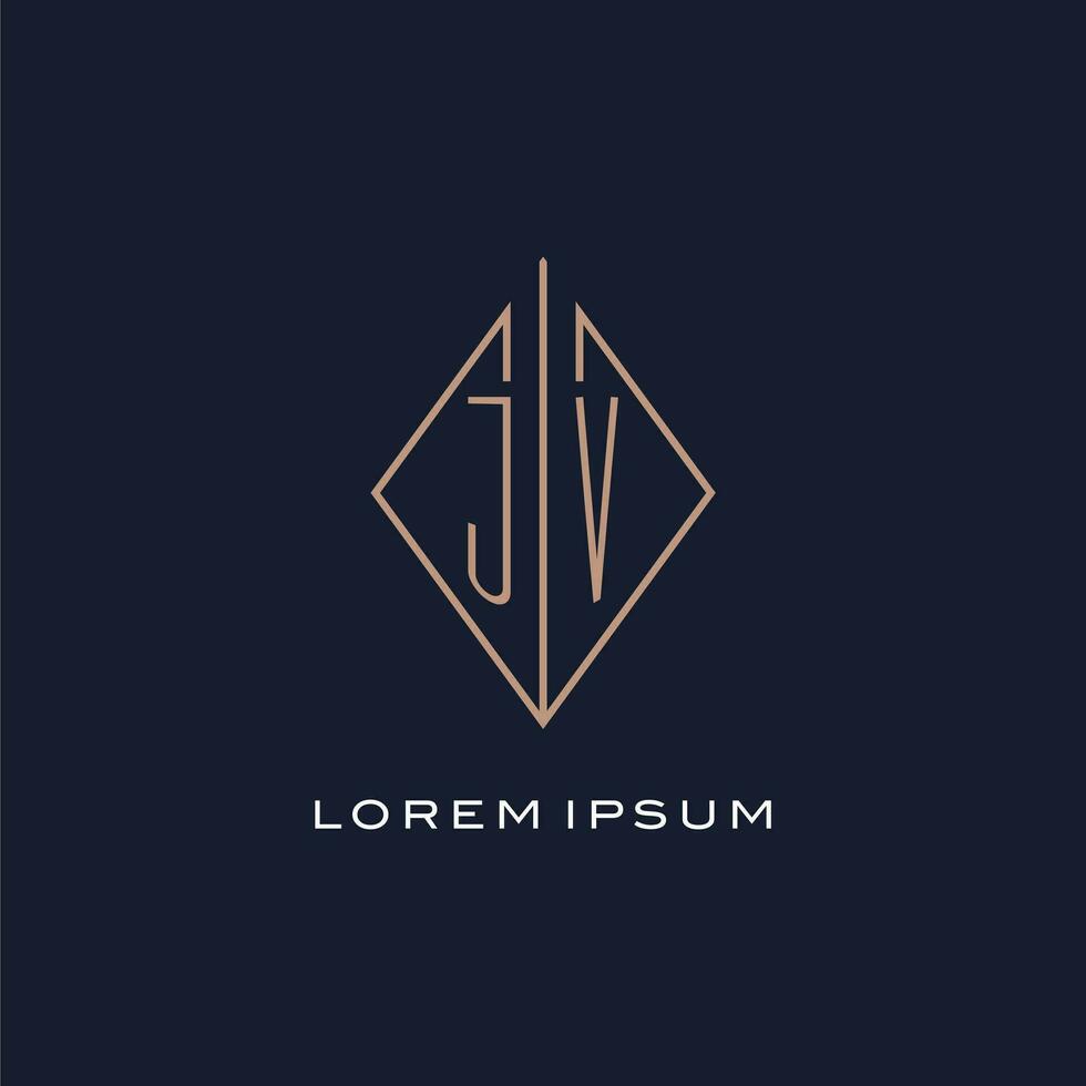 Monogram JV logo with diamond rhombus style, Luxury modern logo design vector
