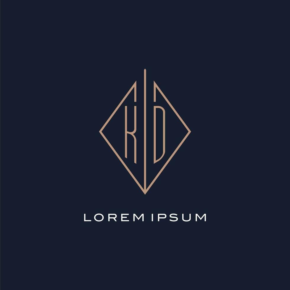 Monogram KD logo with diamond rhombus style, Luxury modern logo design vector