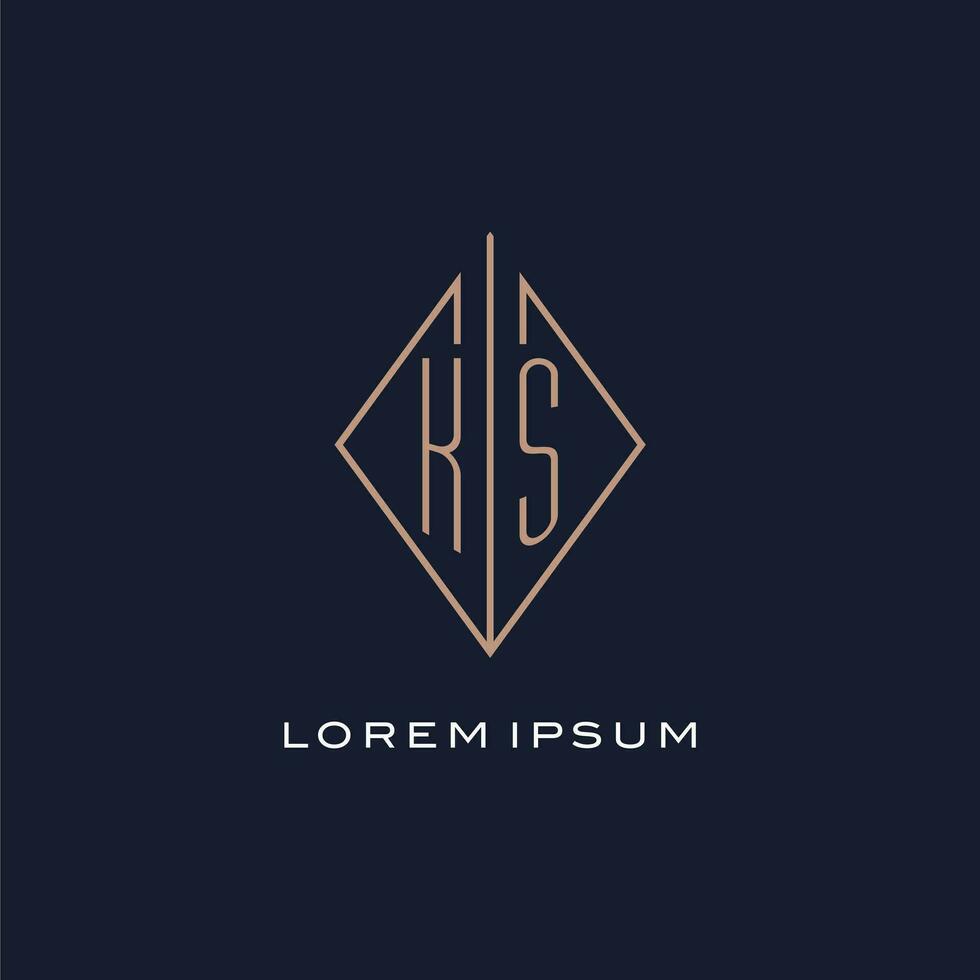 Monogram KS logo with diamond rhombus style, Luxury modern logo design vector