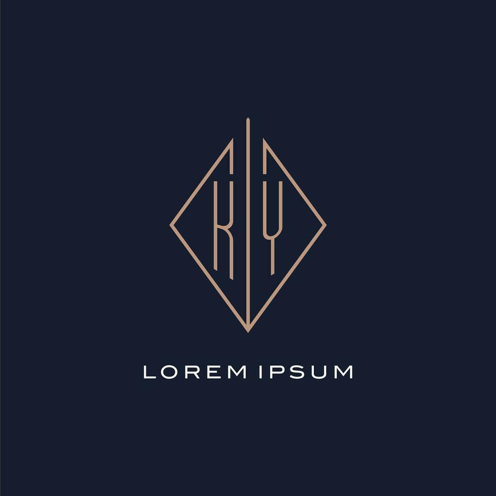 Monogram KY logo with diamond rhombus style, Luxury modern logo design vector