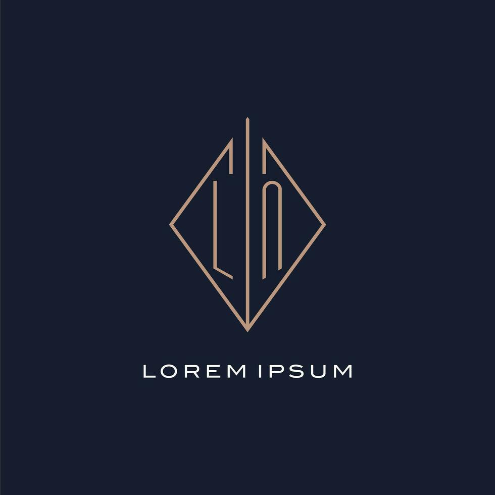 Monogram LN logo with diamond rhombus style, Luxury modern logo design vector