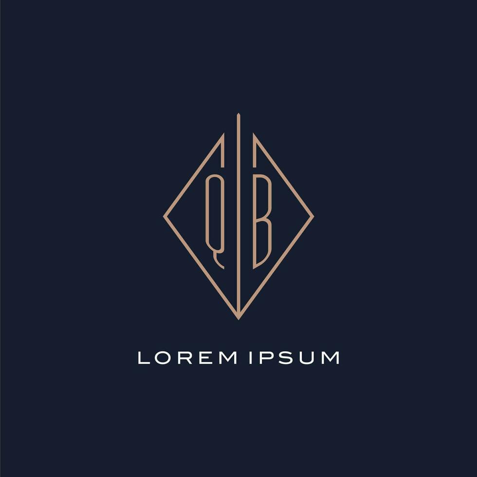 Monogram QB logo with diamond rhombus style, Luxury modern logo design vector