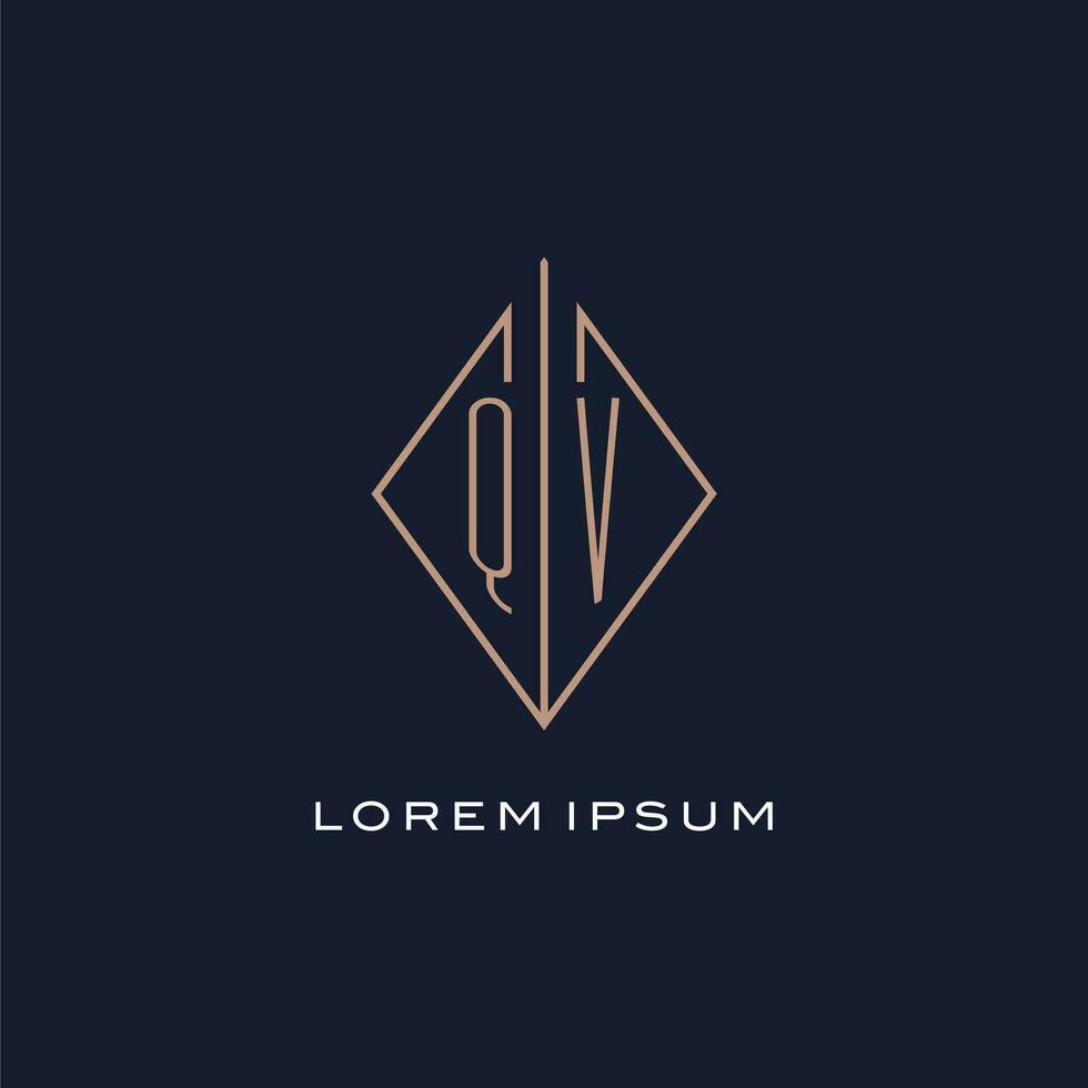 Monogram QV logo with diamond rhombus style, Luxury modern logo design vector