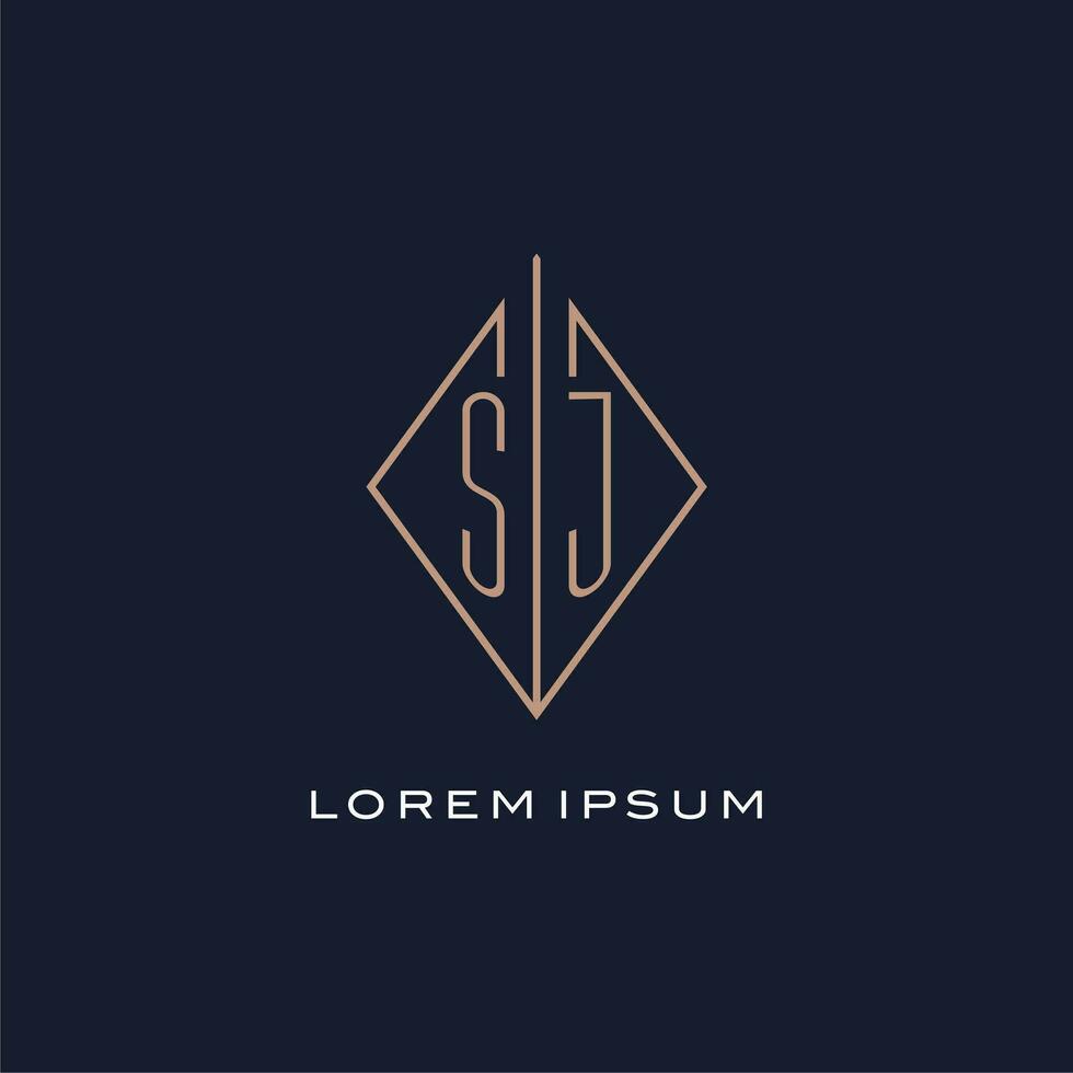 Monogram SJ logo with diamond rhombus style, Luxury modern logo design vector