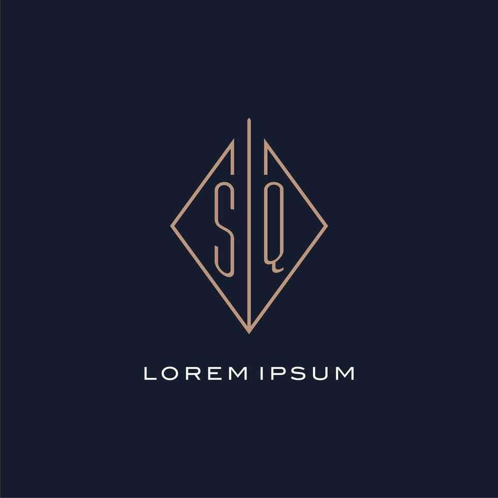 Monogram SQ logo with diamond rhombus style, Luxury modern logo design vector