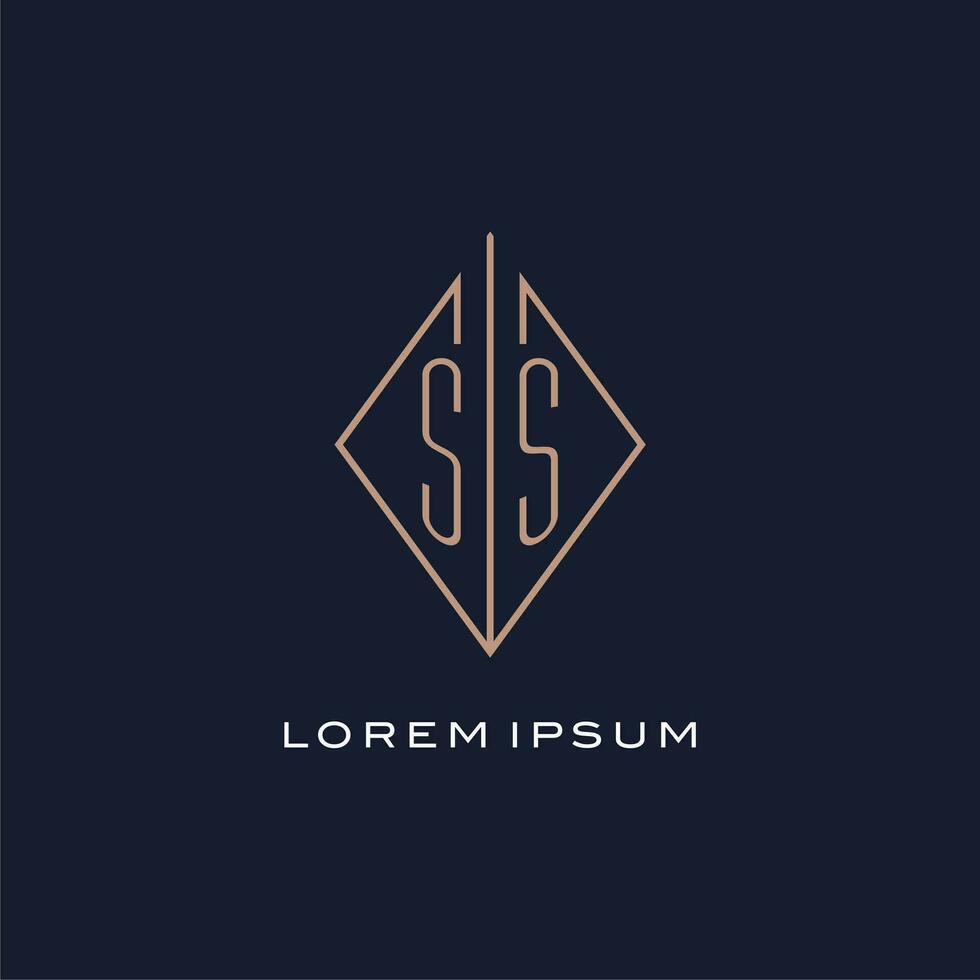 Monogram SS logo with diamond rhombus style, Luxury modern logo design vector