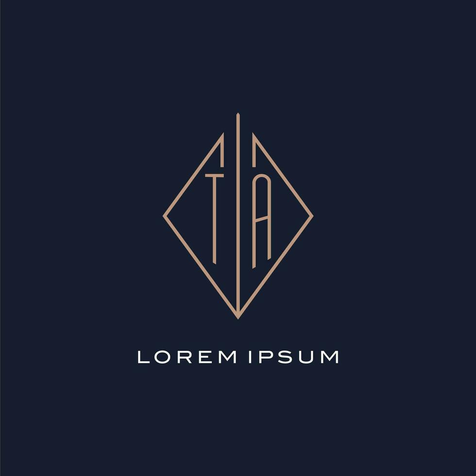 Monogram TA logo with diamond rhombus style, Luxury modern logo design vector