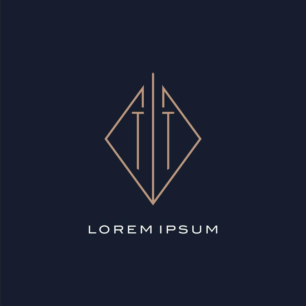 Monogram TT logo with diamond rhombus style, Luxury modern logo design vector