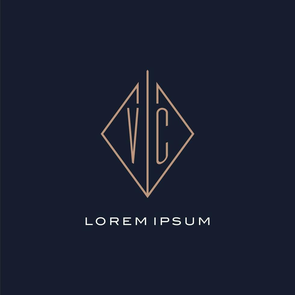 Monogram VC logo with diamond rhombus style, Luxury modern logo design ...