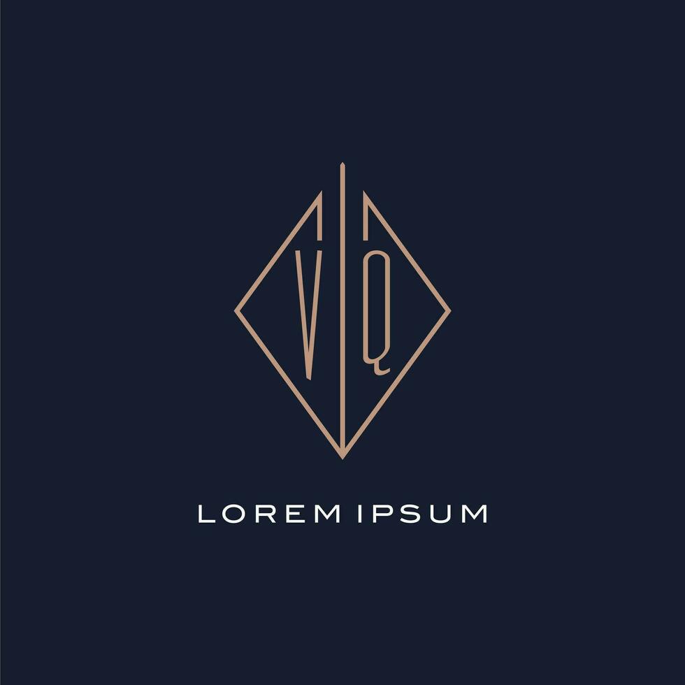 Monogram VQ logo with diamond rhombus style, Luxury modern logo design vector