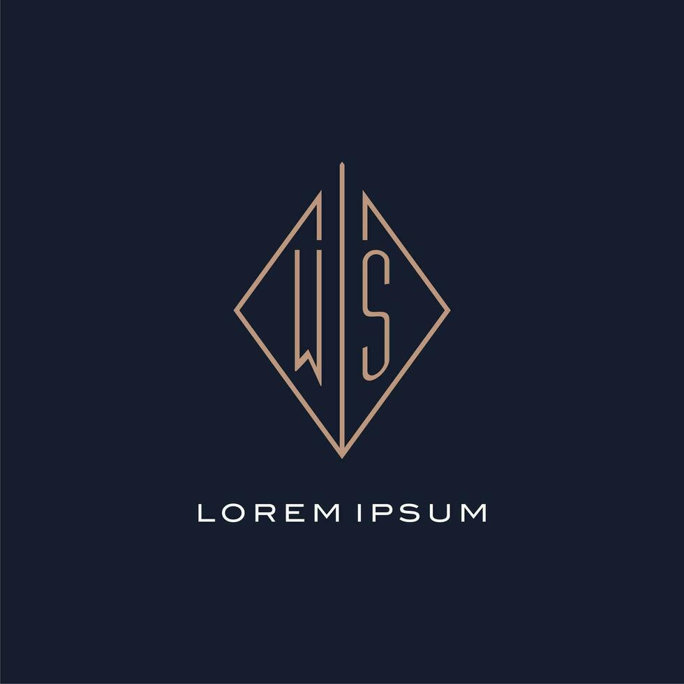 Monogram WS logo with diamond rhombus style, Luxury modern logo design vector