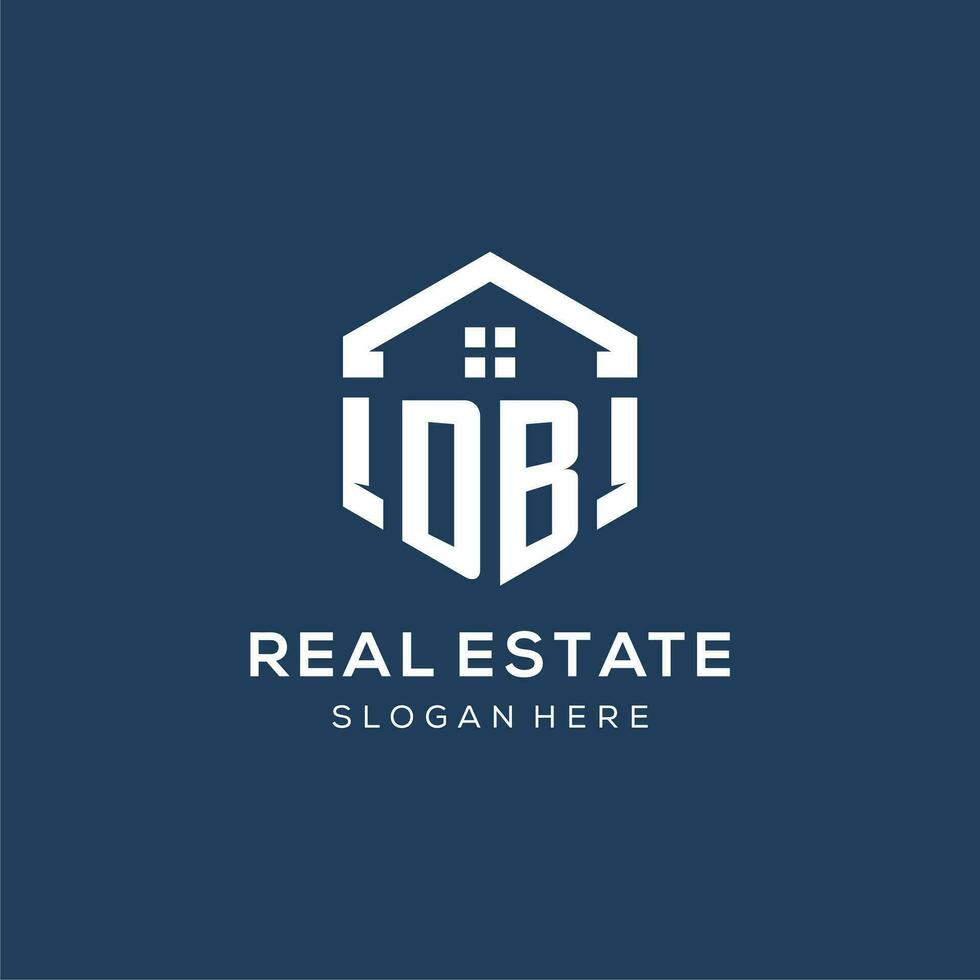 Letter DB logo for real estate with hexagon style vector